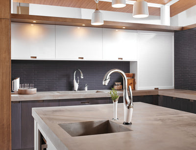 Grifo Fregador Monomando Con Cabezal Extraible Blanco Cromado - Brizo Vuelo Smart Touch