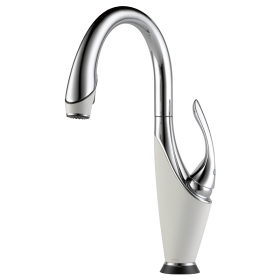 Grifo Fregador Monomando Con Cabezal Extraible Blanco Cromado - Brizo Vuelo Smart Touch