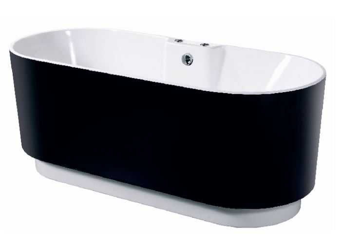 Tina Sencilla 175X75X65cm Blanco/Negro Mate -  Aqualia Jasper