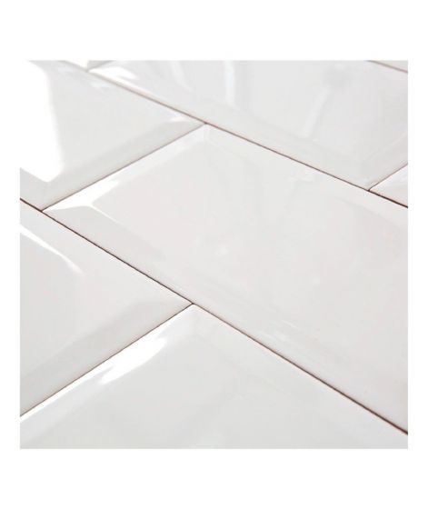 Revestimiento De Ceramica Brillante 10X20cm White - Eliane Metro