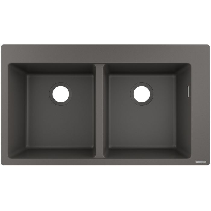 Fregador de Sobreponer Doble 33x20x7.5" Stonegrey - Hansgrohe Silicatec 370