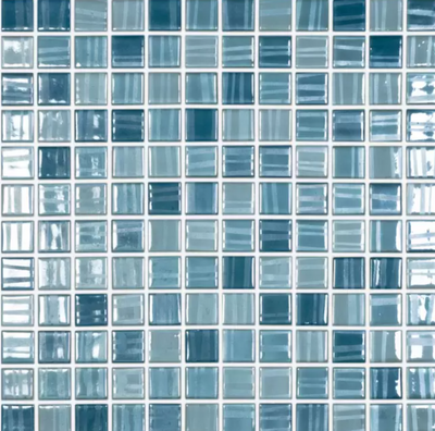 Mosaico De Vidrio Antideslizante 2.5x2.5mm Blue Mix - Vidrepur Tender