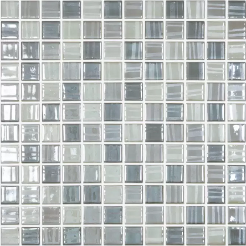 Mosaico De Vidrio Antideslizante 2.5x2.5mm Grey Mix - Vidrepur Tender