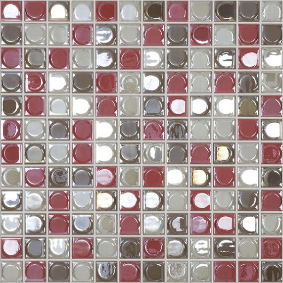 Mosaico De Vidrio Brillante 31.5X31.5cm Coral Blend - Vidrepur Aura