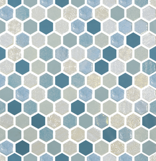 Mosaico De Vidrio Mate 30X29Cm Seagreen - Onix Hexagonal Blend