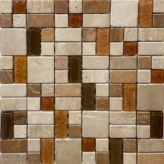Mosaico Mate 30.5X30.5Cm - Porcelamika Travertino Sand