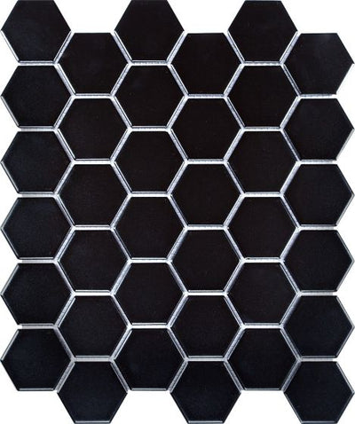 Mosaico De Ceramica Mate 28X32cm Black - Porcelamika Hexagon