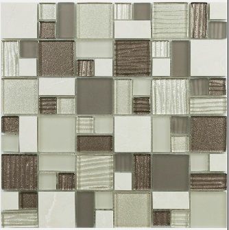 Mosaico De Piedra Natural Y Vidrio Mate 30X30 Marfil - Porcelamika Travertino