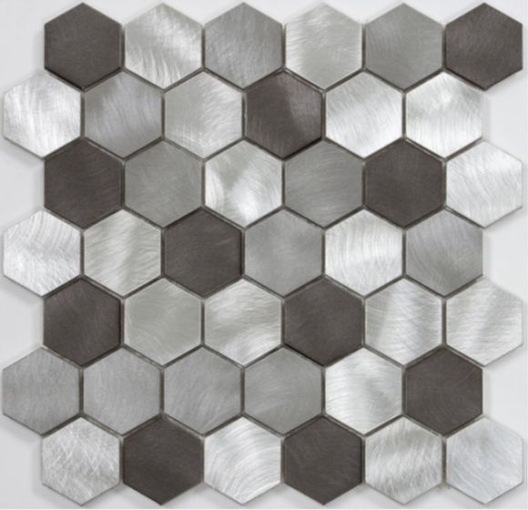 Mosaico De Aluminio Cepillado 29.9X30cm - Porcelamika Hexagonal