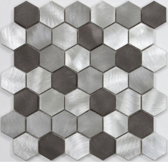 Mosaico De Aluminio Cepillado 29.9X30Cm - Porcelamika Hexagonal