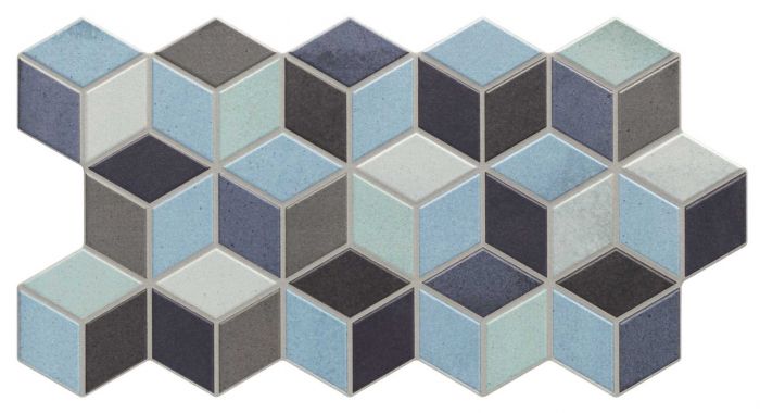 Porcelanato Esmaltado Mate 26.5X51cm Blue - Realonda Rhombus