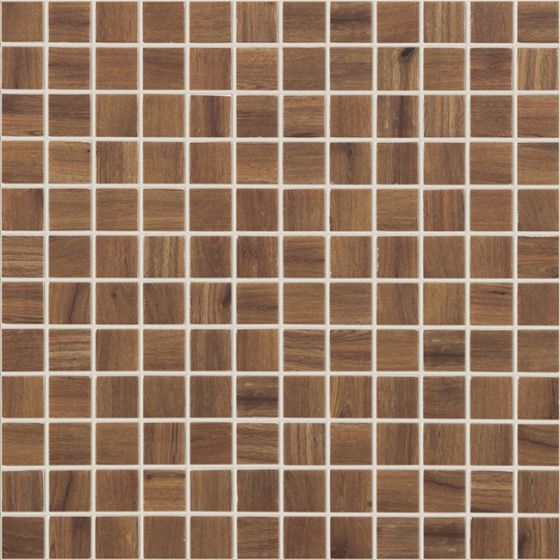 Mosaico De Vidrio Mate 25X25Cm - Vidrepur Woods Nogal Mt