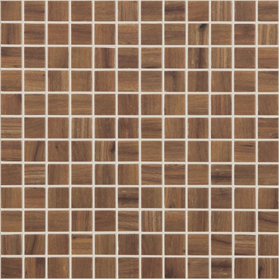 Mosaico De Vidrio Mate 25X25Cm - Vidrepur Woods Nogal Mt